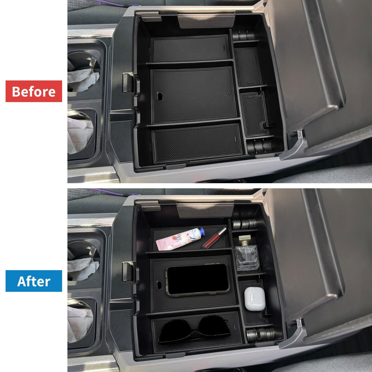 Zxiaochun installed in Ford Super Duty full console demonstrating tidy cabin