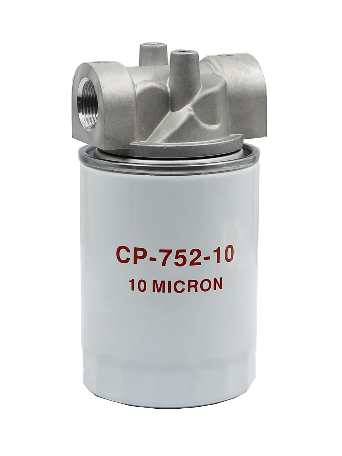 ZXTQWX front view spin-on filter showing label and thread for easy replacement