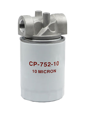 ZXTQWX front view spin-on filter showing label and thread for easy replacement