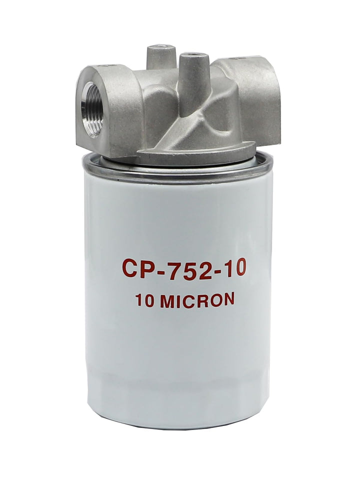 ZXTQWX front view spin-on filter showing label and thread for easy replacement