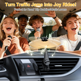 Zylentix cymbals in a car interior during a drive showing fun percussion and passenger enjoyment