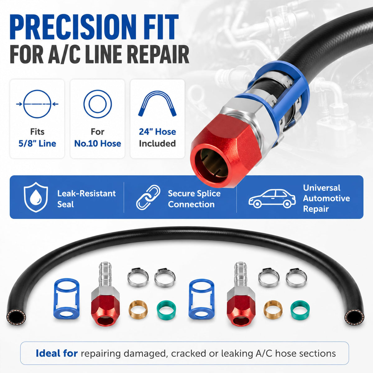 Zymurgoes installed splice on vehicle A/C line illustrating durable on-car repair
