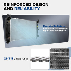 Zynrako radiator installed in engine bay illustrating direct OEM-fit benefit