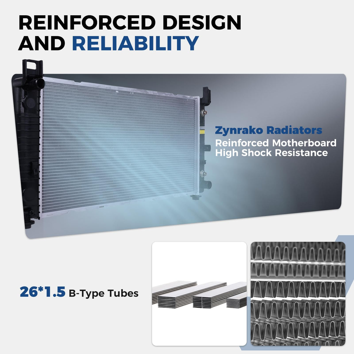 Zynrako radiator installed in engine bay demonstrating fitment and straightforward replacement