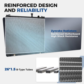 Zynrako radiator installed under hood demonstrating direct fit