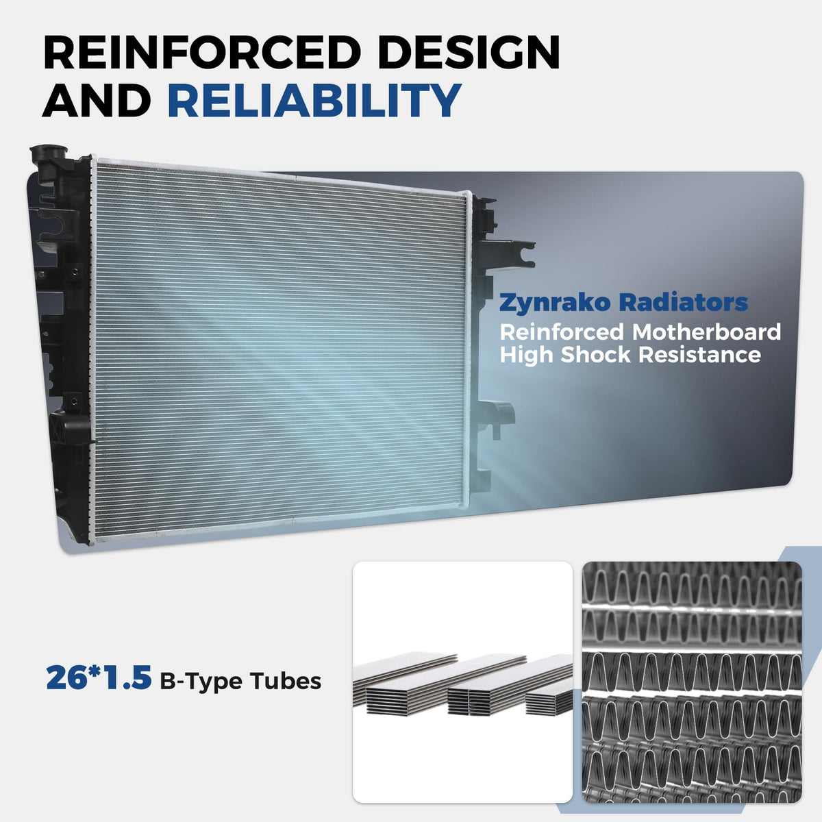 Zynrako folded fin edge detail showing improved stability and heat transfer
