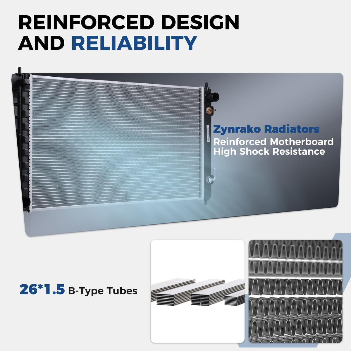 Side view of Zynrako radiator mounts showing OEM-style brackets for secure installation