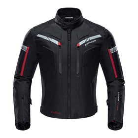 Zyxformis front view showing waterproof jacket and secure fit for rainy rides
